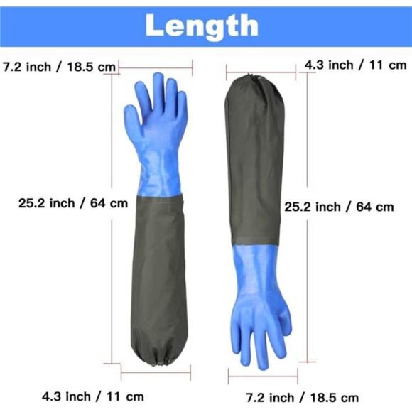 PVC Chemical Resistant, Long Rubber, Heavy Duty Waterproof Gloves for Chemical - Picture 4 of 7